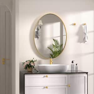 22 in. W x 30 in. H Medium Oval Mirrors Metal Framed Wall Mirrors Bathroom Mirror Vanity Mirror Accent Mirror in Gold