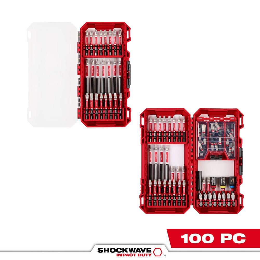 MILWAUKEE SHOCKWAVE Impact-Duty Alloy Steel Screw Driver Bit Set (100-Piece) (48-32-5150)
