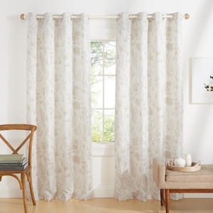 Silhouette Natural Floral Light Filtering Filtering Grommet Top Curtain, 54 in. W x 96 in. L (Set of 2)