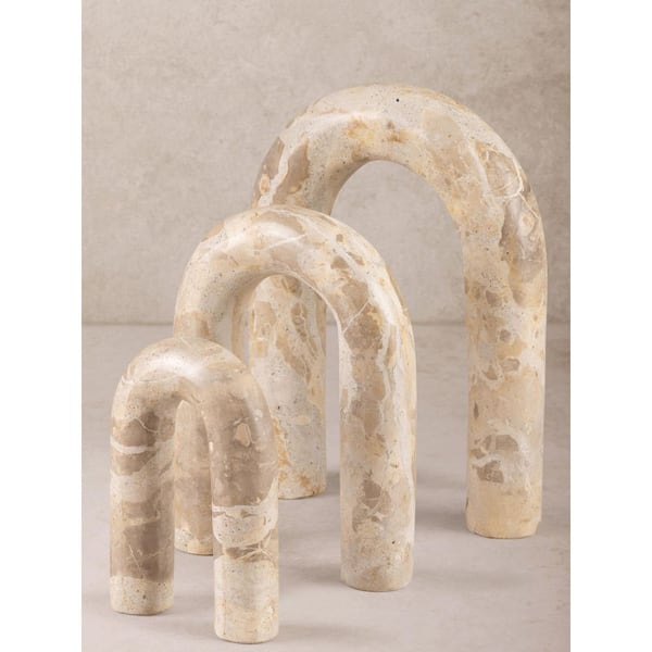 Jubilant Beige Onyx Marble Decorative Objects - 6 in., 8.5 in., 10 in.