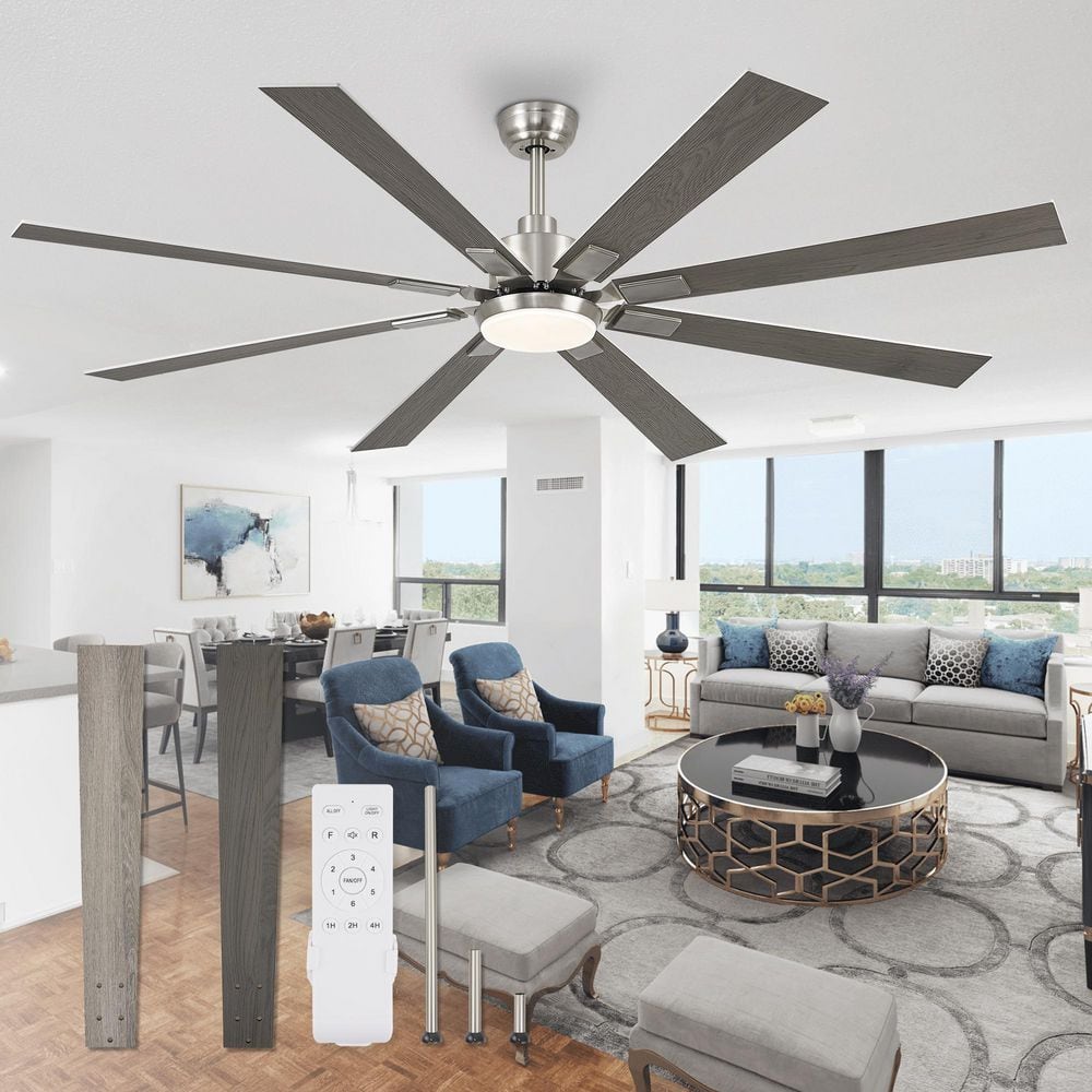 72 in. Indoor/Outdoor Integrated LED Brushed Nickel Modern Ceiling Fan with Light and Remote Control price history on PriceWatchPro