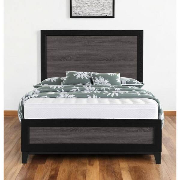 HomeRoots Multi-Colored Wood Frame Full Panel Bed with Upholstered;Tufted