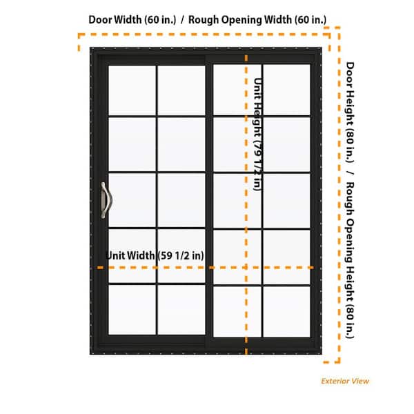 JELD-WEN FiniShield V-2500 60-in x 80-in 4-9/16-in Low-e Argon Bronze Vinyl Sliding Left-Hand Sliding Double Patio Door Screen Included