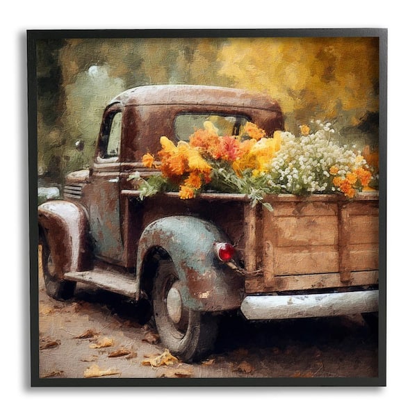 Stupell Industries Autumnal Plants in Truck by Riley B 1-Piece Framed Graphic Print Travel Poster Art Print 12 in. x 12 in.