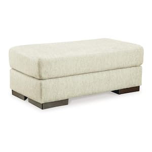 Beige and Brown Polyester Rectangle Accent Ottoman