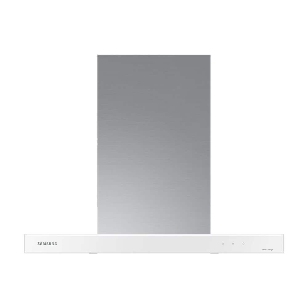 "30"" BESPOKE Smart Wall Mount Hood in Clean White with Stainless Steel Duct"