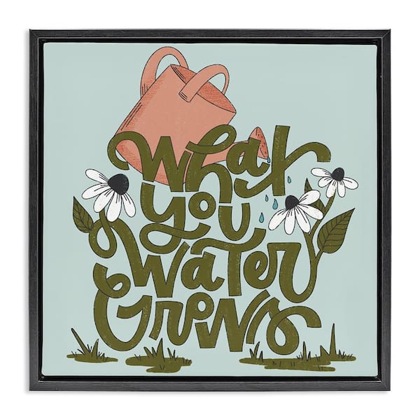 Stupell Industries What You Water Grows by Sarah Hickman Black Floater Frame Coastal Graphic Art Print 25 in. x 7 in.