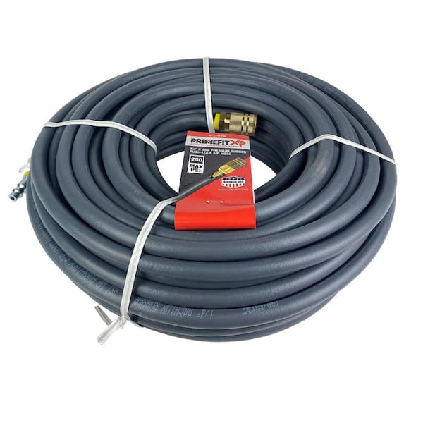 1/4 in. x 100 ft. Premium Rubber Push Lock Air Hose with Coupler and Plug