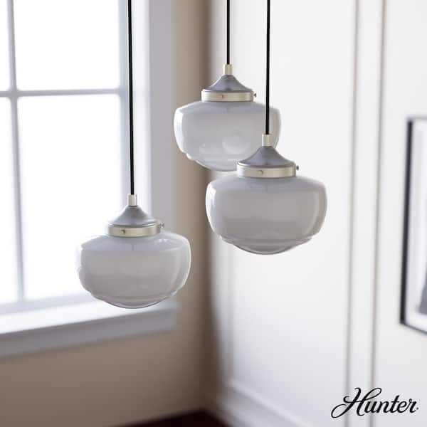 Saddle Creek 3-Light Brushed Nickel Schoolhouse Chandelier with Cased White Glass Shades