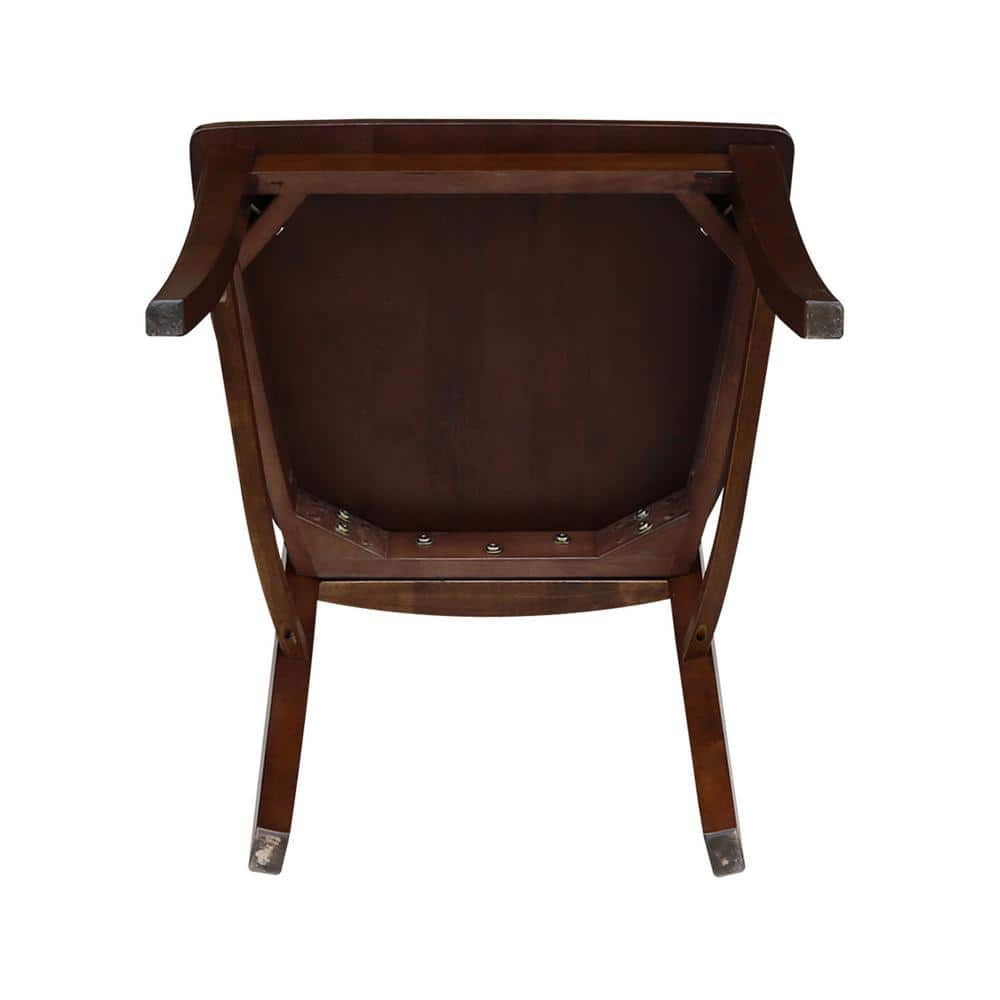 Set of 2 Vineyard Espresso Solid Wood Cross-Back Dining Chairs