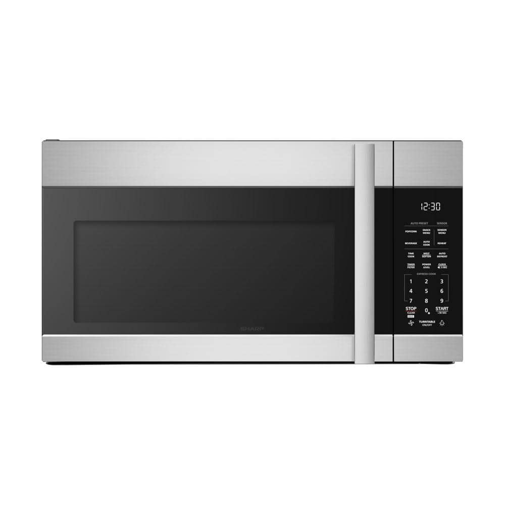 Sharp 30 in. 1.7 cu. ft. Over-the-Range Microwave in Stainless Steelwith 13.6 in. Glass Turntable and Edge-To-Edge Black Glass