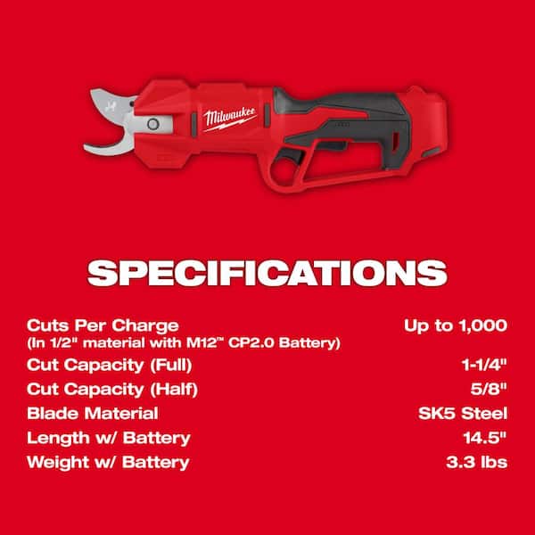 Milwaukee - M12 FUEL 6 in. 12V Lithium-Ion Brushless Electric Cordless Battery Pruning Saw HATCHET w/Pruner Shears, (2) Batteries