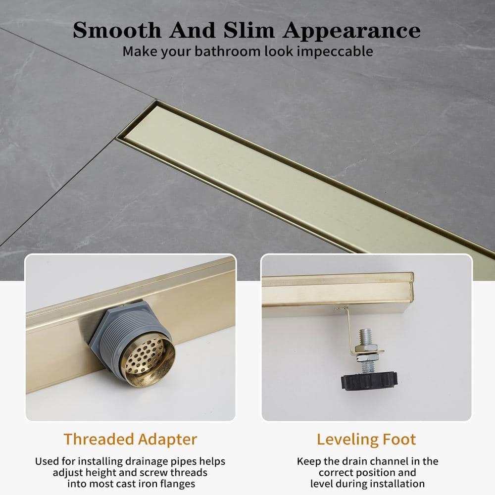 32'' Brushed Gold Stainless Steel Linear Shower Drain