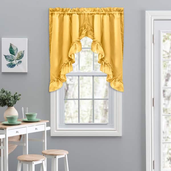 Stacey 38 in. L Polyester/Cotton Swag Valance Pair in Yellow