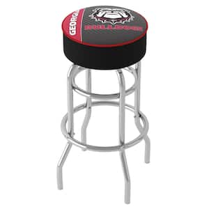 University of Georgia Text 31 in. Red Backless Metal Bar Stool with Vinyl Seat