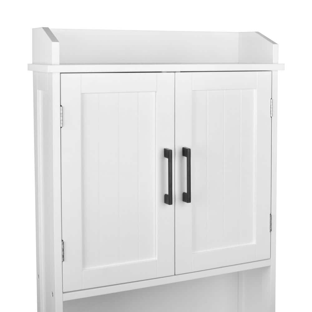 White MDF Over-the-Toilet Storage Cabinet with 3 Shelves
