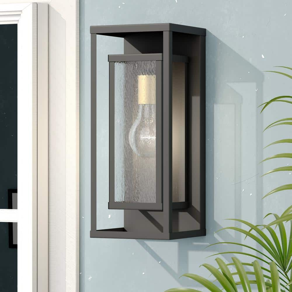 Maxax Montpelier 1-Light Black Hardwired 16 in. H Outdoor Sconce Dusk ...