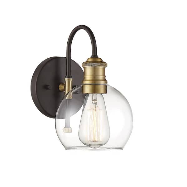 TUXEDO PARK LIGHTING 6 in. W x 10 in. H 1-Light Oil Rubbed Bronze Hardwired Outdoor Wall Lantern Sconce with Clear Glass Shade