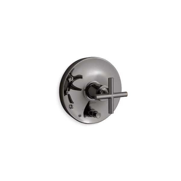 KOHLER Purist Rite-Temp Valve Trim With Push-Button Diverter And Cross Handle in Vibrant Titanium