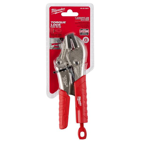 Milwaukee 7 in. Straight Jaw Locking Pliers with Grip 48-22-3807
