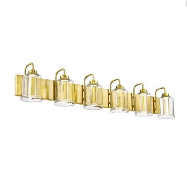 44 in. 6-Light 40-Watt LED Vanity Light with Crystal Gold LED Vanity Light