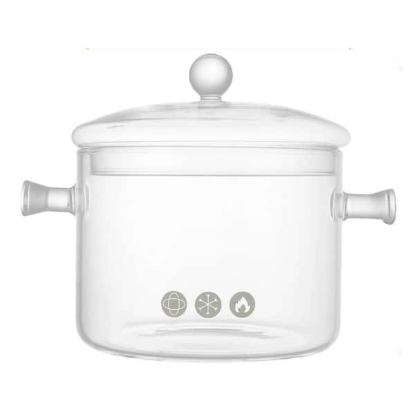 6.5 in. Borosilicate Glass Saucepan Heat-Resistant w Lid Transparent Design Healthy Cooking on Electric Stoves