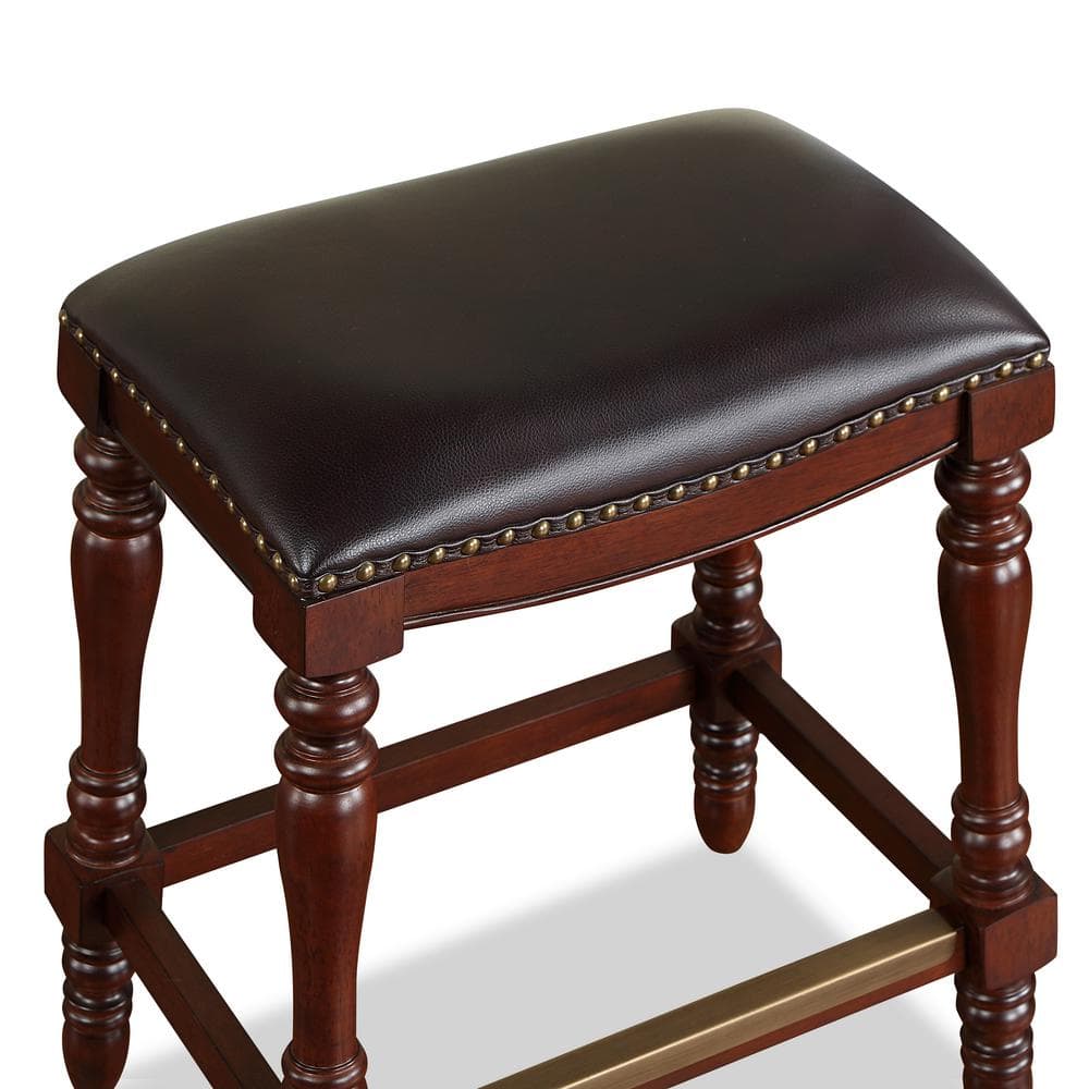 Chester Traditional Brown Leather Saddle Counter Stool