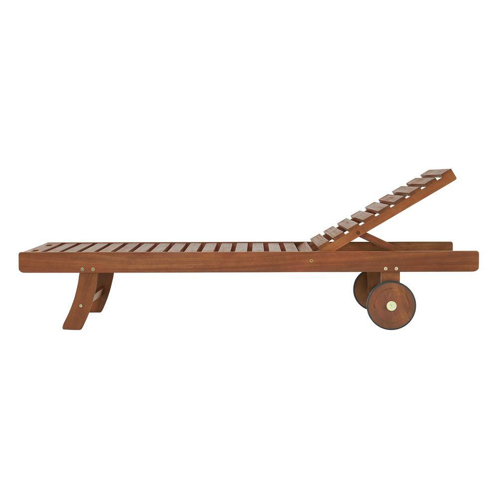 Caspian Eucalyptus Wood Outdoor Reclining Chaise Lounge Set