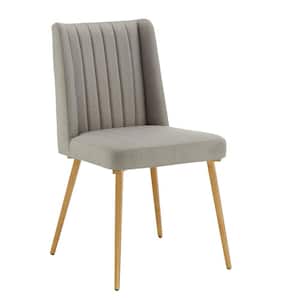Light Grey Fabric Gold Finish Dining Chairs (Set Of 2)