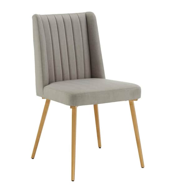 HomeSullivan Light Grey Fabric Gold Finish Dining Chairs (Set Of 2)