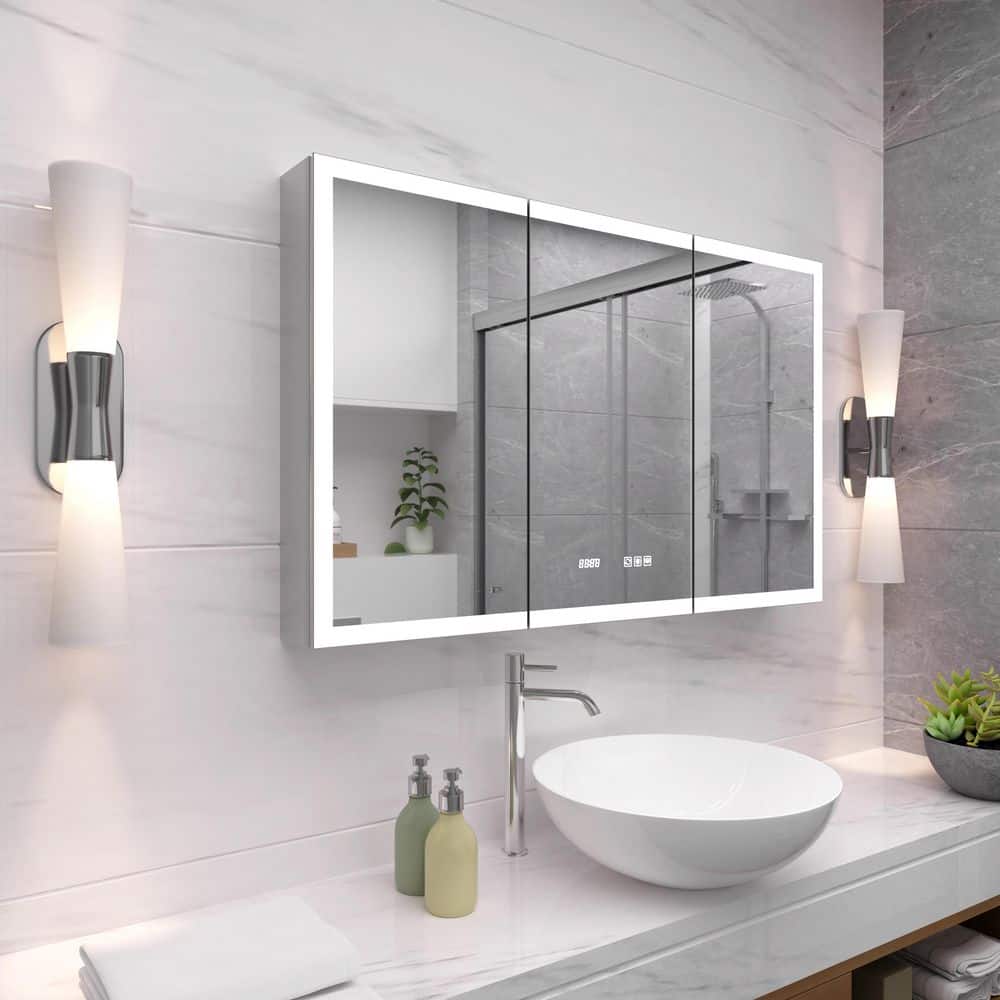 48 in. W x 30 in. H Rectangular Medicine Cabinet with Mirror and Lights LED, Recessed/Surface Wall Mount for Bathroom price history on PriceWatchPro