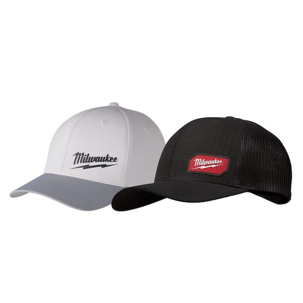 Milwaukee Large/Extra Large Gray WORKSKIN Fitted Hat with Gridiron Black  Adjustable Fit Trucker Hat (2-Pack) 507G-LXL-505B - The Home Depot