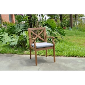 Ambercrest Antique Copper Solid Wood Outdoor Dining Chair with CushionGuard Brown Cushion (4-Pack)