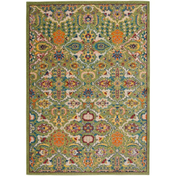 Nourison Allur Sage/Ivory 6 ft. x 9 ft. Persian Boho Transitional Area Rug