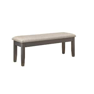 Gray and Brown 48 in. Backless Bedroom Bench with Tapered Legs