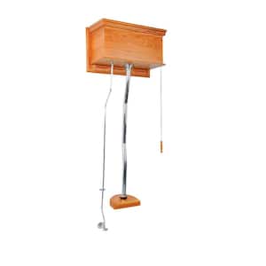 High Tank Toilet 1.6 GPF Single Flush Flat Panel Hardwood Toilet Tank Only in. Brown with Chrome Z Pipe