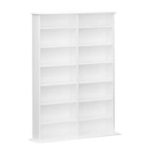 Double Width White Media Storage Display Cabinet 8.75 in. D x 38.75 in. W x 51 in. H