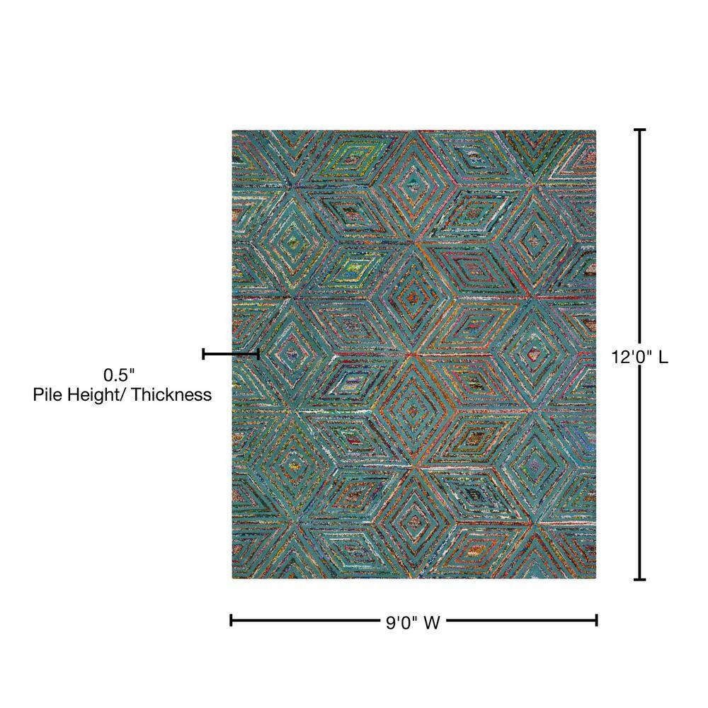 Handmade Nantucket Blue 9' x 12' Tufted Wool Area Rug