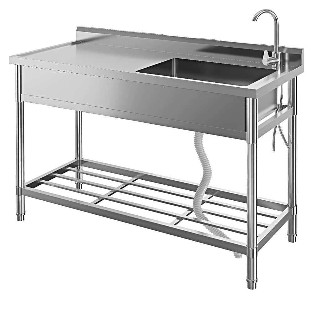 19.69 in. D x 47.24 in. W Stainless Steel Freestanding Laundry/Utility Sink in Silver with Faucet,Adjustable Legs price history on PriceWatchPro