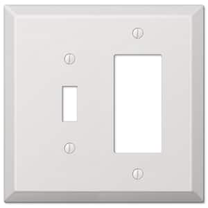 Oversized 2 Gang 1-Toggle and 1-Rocker Steel Wall Plate - White