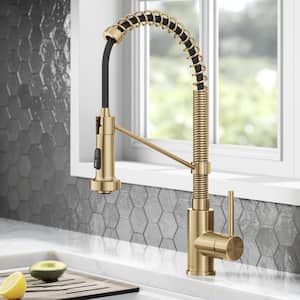 Bolden Commercial Style Pull-Down Single Handle 18-Inch Kitchen Faucet in Brushed Brass