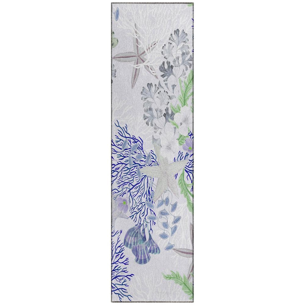 Surfside 2 ft. 3 in. x 7 ft. 6 in. Purple Geometric Indoor/Outdoor Area Rug
