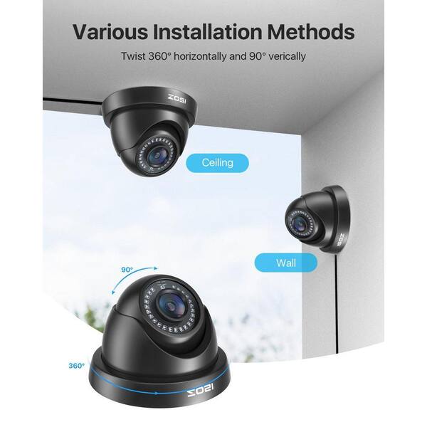 Loocam Surveillance Camera 1080p HD 1920TVL, 4-in-1 Hybride (CVI/TVI/AHD/ CVBS) Dome Bedrade Camera, 24m IR Nachtzicht, IP66 Weerbestendig voor CCTV DVR Beveiligingssysteem – Binnen & Buiten
