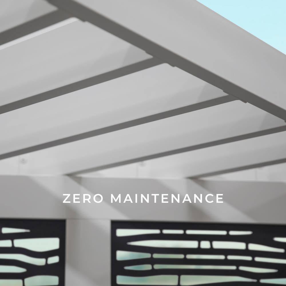 Ridgedale White Steel Cabana Pergola with Pumice Cushioned Seating