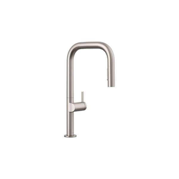 Components 1 Handle Pull Down Sprayer Kitchen Faucet with Secure Docking in Vibrant Stainless