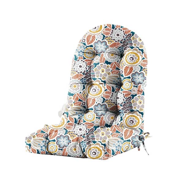 BLISSWALK Patio Chair Cushion for Adirondack High Back Tufted Seat Chair Cushion Outdoor 48 in. x 21 in. x 4 in. Blue Floral