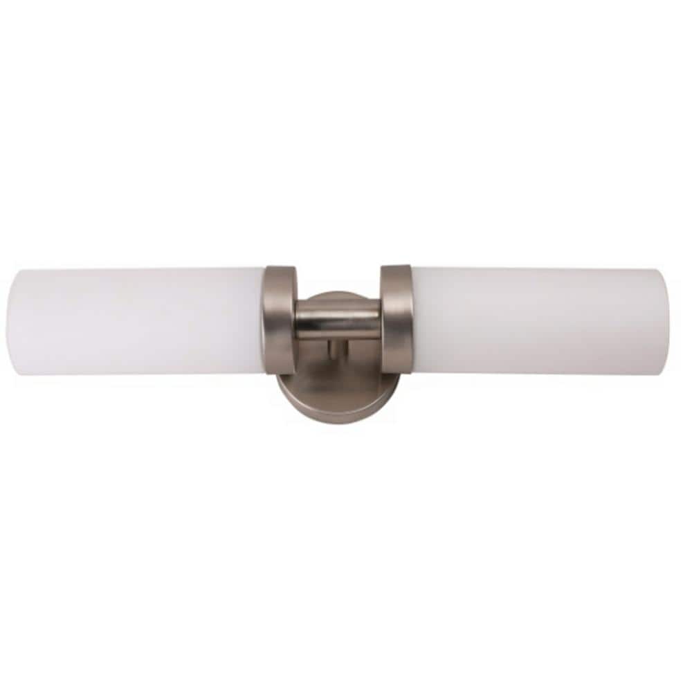 Brushed Nickel LED Sconce with 2-Way Satin Etched Opal Glass Shade