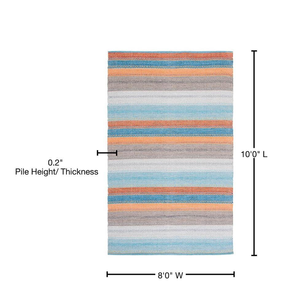 Coastal Charm Gray Stripe Handwoven Cotton Area Rug 8' x 10'