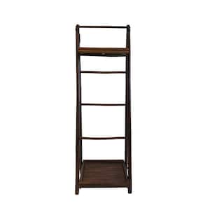 5 ft. H 5-Shelf Standing Stained Bamboo Ladder Towel Rack in Mahogany