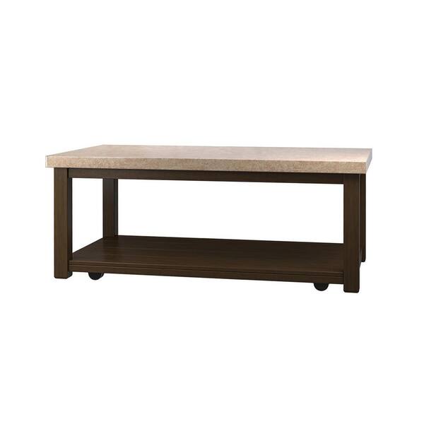 JAYDEN CREATION Noemi 48 in.Tan Rectangle Wood Coffee Table with Solid Wood Legs